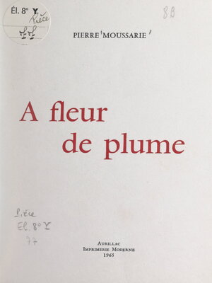 cover image of À fleur de plume
